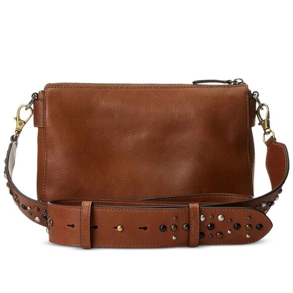 Ralph Lauren Studded Leather Noa Crossbody with Front Pockets, Brown, NWT - Picture 3 of 16